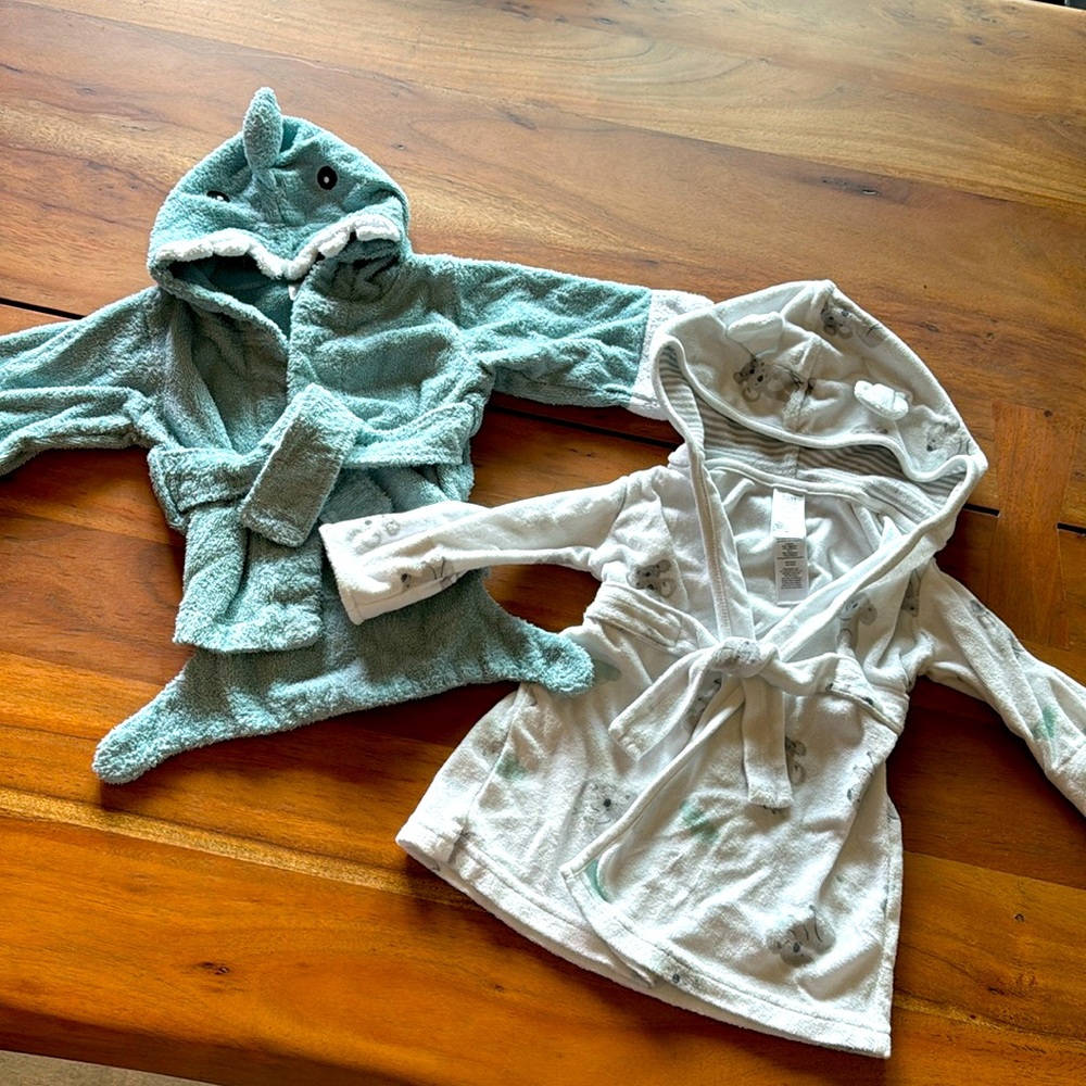 Shark and koala baby bath robe bundle